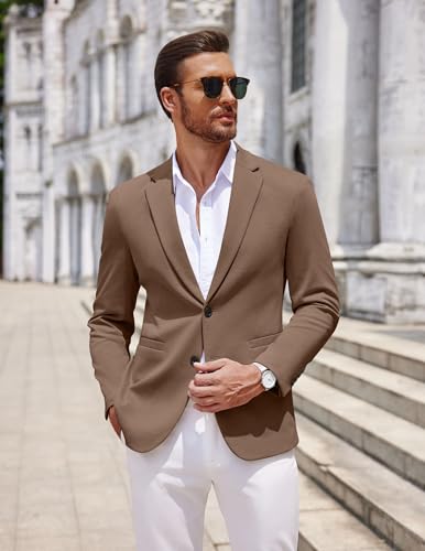 Image of COOFANDY Men's Casual Knit Blazer Two Button Lightweight Sport Coats Suit Jacket