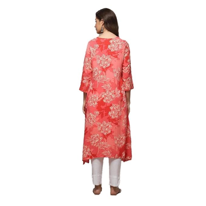 Image of BIBA Women Rayon Viscose Straight Fit Straight Printed Kurta