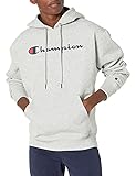 Champion Men's Powerblend Fleece Pullover Hoodie, Script Logo, Oxford Gray-Y06794, X-Large
