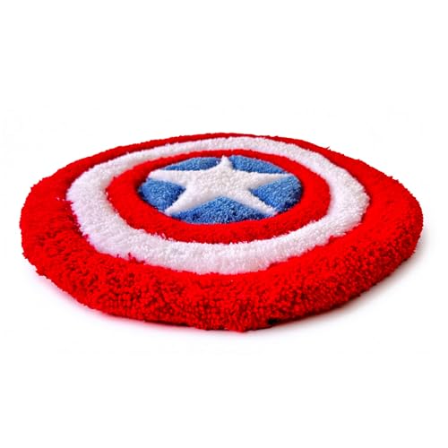 Image of Captain Shield Hand-Tufted Rug - Premium Soft Wall Decor & Floor Rug | Handmade | Vibrant Superhero Inspired Design | Kids Room, Office & Living Room Decor