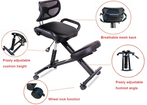 Chaise ergonomique contre le mal de dos, tabouret réglable avec roulettes
