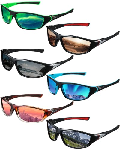 Image of Frienda 6 Pack Polarized Sport Sunglasses for Men Multipack Fit over Glasses Pack Lot Set Men's Sport Fishing Eyeglasses
