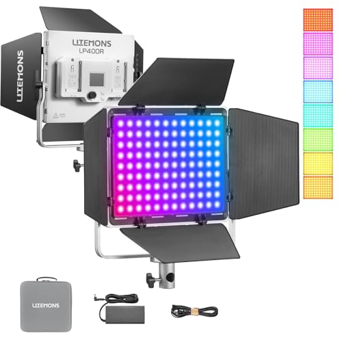 GODOX LITEMONS LP400R RGBW LED Video Light, CCT Bicolore Temperatura 1800K-10000K 36W Luce Pannello con Modalità HSI e Modalità GEL, 14 Effetti di Luce, Controllo APP di Supporto