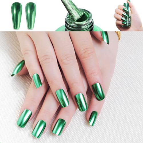 Green Nail Polish Chrome Metallic Nail Varnish, Mirror Quick Dry Metal Effect No UV Needed Christmas Nail Art Polish Chrome Nail Polish - Image 3