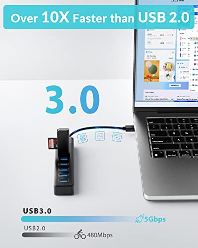PHIXERO 7 Port USB 3.0 Hub - Portable Extension Compatible with All USB 3.0/2.0/1.1 Devices, Black, 0.5 ft - Image 3