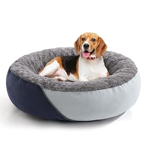 FURTIME Round Dog Bed(66 * 66cm), Donut Cuddler Dog Bed for Medium Dogs, Cats, Ideal for Corgi, Beagle