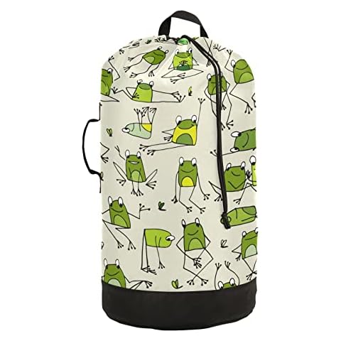 Laundry Backpack Bags Dirty Clothes Organizer Funny Gesture Frogs Laundry Hamper Large Laundry Bag for Travel Laundromat College Dorm Room Essentials Cover