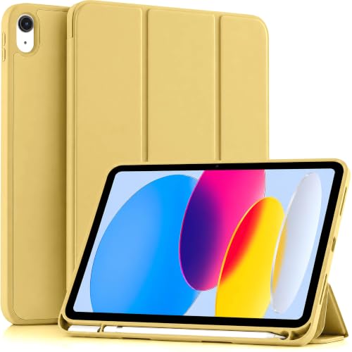 Image of ProElite Smart Case for iPad (A16) 11th /10th Generation (2025 /2022) [Auto Sleep /Wake Cover] [Left Side Pencil Holder] [Soft Flexible Case] Recoil Series - Yellow