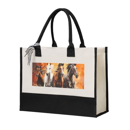 Sac en toile pour femme avec impression artistique, le cabas spacieux idéal pour le marché