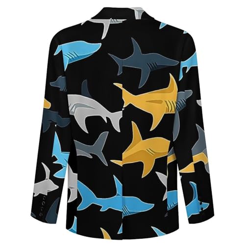 Colorful Sharks Classic Suits Blazer for Men Business Tuxedo Jacket Sport Coat Two Buttons4