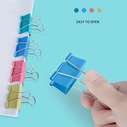Image of Ufmarine Extra Large Binder Clips 2 inch Length, (40 Pcs) Colorful Paper Clips Large for Office