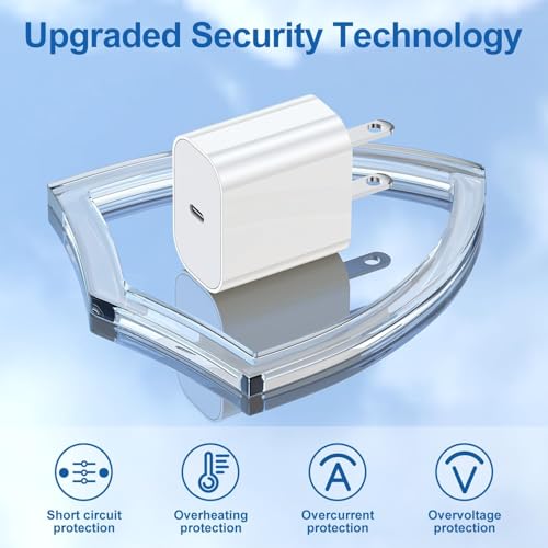 Image of iPhone 17 16 15 Charger and 10ft Type C to C Cable Cord Long, 20W USB C Fast Wall Charging Block Plug Power Adapter Cube Brick for Apple iPhone 17 Pro Max /17 Air /16 Pro /16 Plus /15 /15 Mini /iPad /Samsung