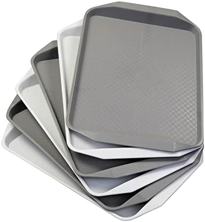 3-Pack Extra Large Anti-Slip Serving Trays With Handles – 17.7x12.5 Inch Rectangular Lap Trays | Grey Durable Plastic Trays - View #8