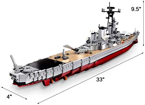 General Jim's Ww2 World War 2 Military Uss Missouri Battleship Toy Building Blocks Historical Military Iowa Class Battleship Military Bricks Toy Set For Teens And Adults, Great Family Build #TOP1