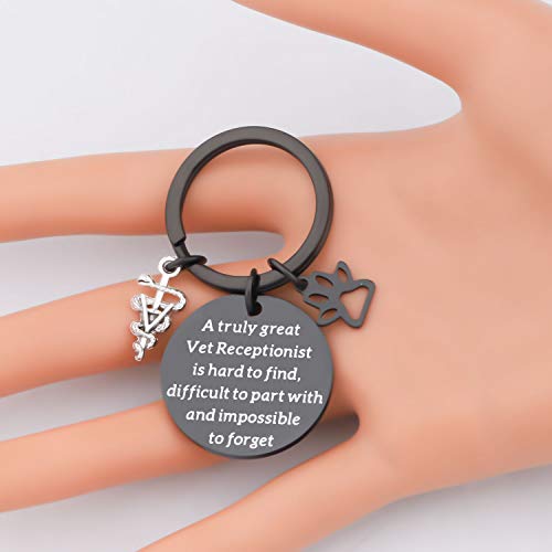 Image of CENWA Vet Receptionist Gift A Truly Great Vet Receptionist is Hard to Find Keychain Veterinary Assistant Vet Nurse Gift