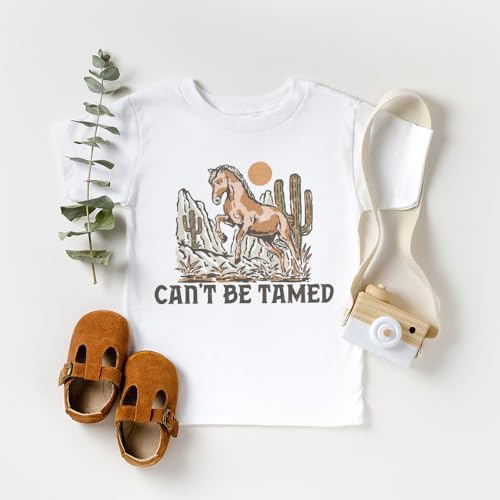 Can't Be Tamed Toddler Shirt - Cowboy Cowgirl Tee - Funny Western Aesthetic Shirts - Boy Girl Toddler Youth Kids Clothing2