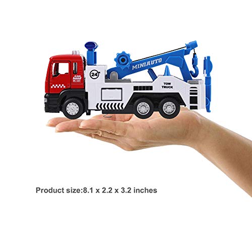haomsj Toy Tow Truck Pull Back Toy Cars Miniature Carrier Truck Toy for Boys and Girls, Lights and Sound - Thumbnail 3