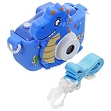 MUCKLILY Kinderkamera mit Doppelobjektiv Digitale Kindervideokamera Robustes Dinosaurier für Kleinkinder Blau