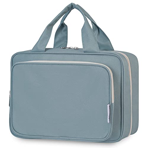 Image of Travel Toiletry Bag for Women Large Hanging Makeup Bag Organizer Toiletries Bag for Full Size Essentials Accessories Cosmetics (Greyish Blue (Large))