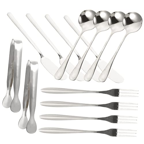 Unomor Complete Cheese Knife Set 6 Piece Serving Spoons Dessert Spoons Forks Tongs Kitchen Baking Tool