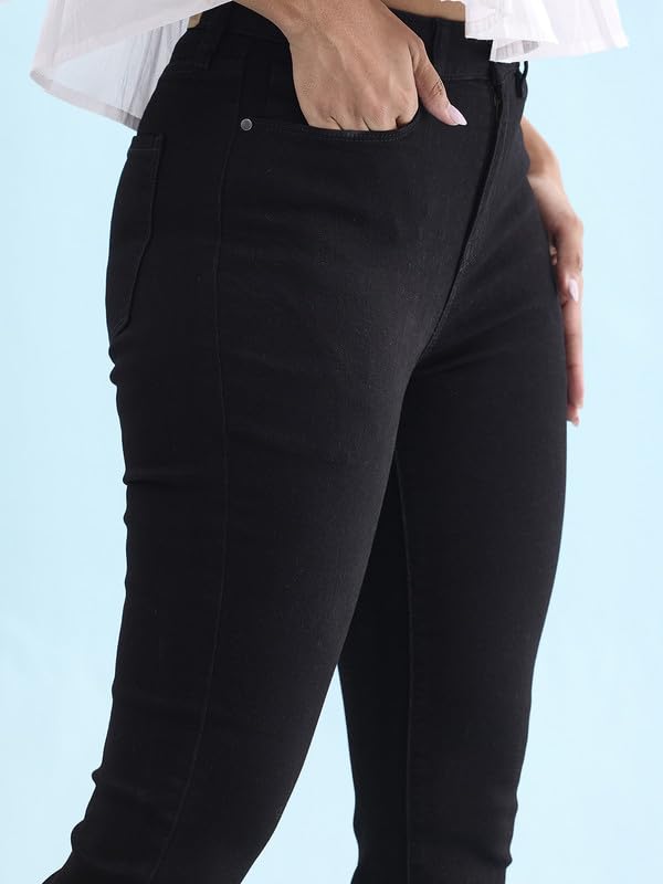 Image of GO COLORS Soft Cotton Blend Skinny Jeans Full Length for Women| Breathable, Mid Rise