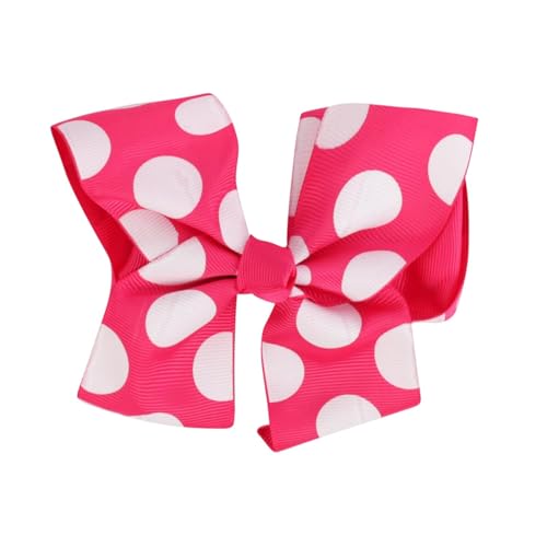 Pinza para el pelo de grogrén de 6 pulgadas con lunares rosa intenso para niñas