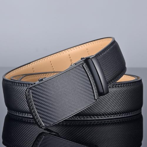 Acewin Men's Leather Belt, Adjustable Automatic Buckle Mens Belt, 1 3/8" Width (35mm) - Image 5