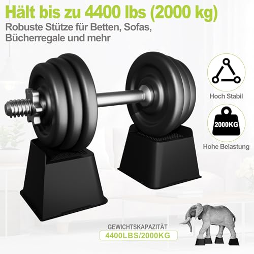Elevadores de muebles de 10 cm XMTECH: elevador de cama y sofá antideslizante en forma de L 4