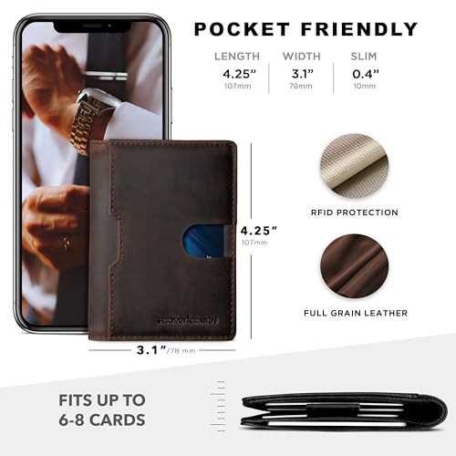 SERMAN BRANDS Wallets for Men Slim Mens leather RFID Blocking Minimalist Card Front Pocket Bifold Travel Thin3