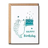 VLPGifts Happy Birthday Cake Card - Hedgehog Birthday Card - Hedgehog Cake Greeting Card - Humor Congrats Card - Card For Friends