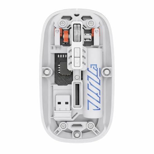 Image of PhT2103 Slim Wireless Mouse with Transparent Cover, 2.4GHz and Dual Bluetooth, Rechargeable, Adjustable DPI, LED for Laptop, PC and Tablet, White BTWMOUSE