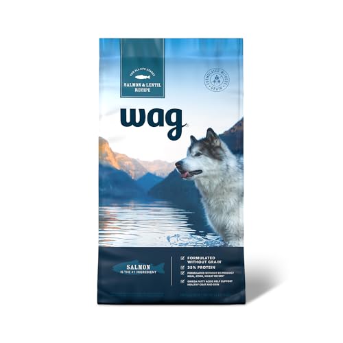 Amazon Brand - Wag Dry Dog Food Grain-Free Salmon & Lentil Recipe, High Protein (24 lb bag)
