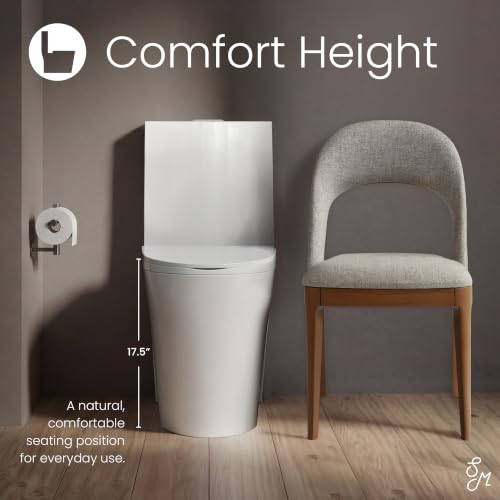 Image of St. Tropez Comfort Height One-Piece Elongated Toilet, Vortex Dual-Flush 1.1 /1.6 GPF, White Hardware