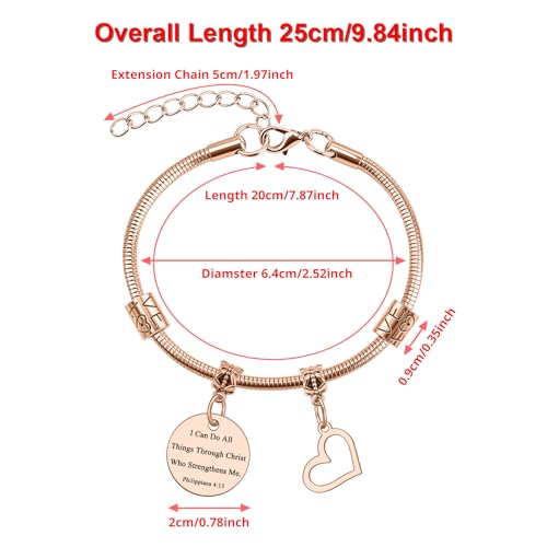 Image of Religious Bracelets for Women Friend Christian Bracelets Gift Stainless Steel Inspirational Bible Verse Bracelet for Women Religious Gifts for Friend Scripture Bracelet Christmas Birthday Easter Gift