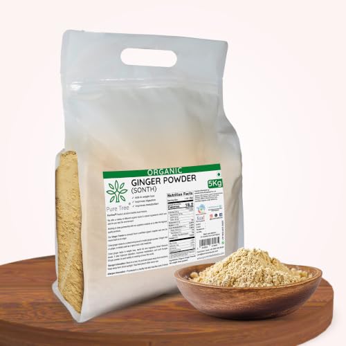 Image of Pure Tree Certified Organic Adrak Powder | 5 Kg / 5000 g | Sonti Dry Sonth Powder - Saunth | Allam Powder Ginger Powder For Cooking | Gluten Free Sukku Podi