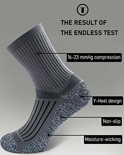 Sitoisbe Cushioned Compression Unisex Mid-Crew Socks 4-Pack, Medium, Gray #TOP3