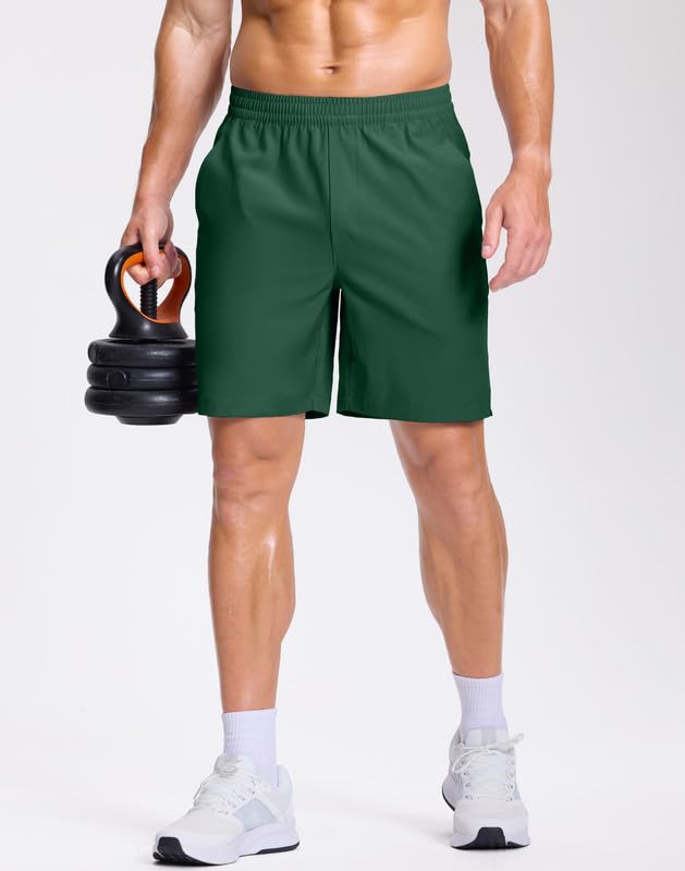 Image of GGJ Men's Lightweight Athletic Shorts with 2 Zipper Pockets 7 inch /9 inch /5 inch Gym Workout Running Quick Dry Tennis Shorts for Men