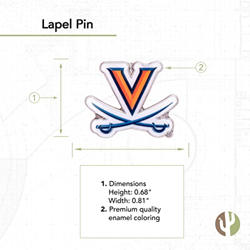 Image of Desert Cactus University of Virginia Lapel Pin UVA Cavaliers Made of Metal for Formal Wear, Bag and Hat Jewelry, and Tie Tack