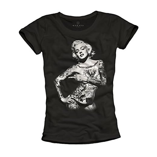 Camiseta Marilyn Monroe Tattoo Pin Up Mujer Negra L