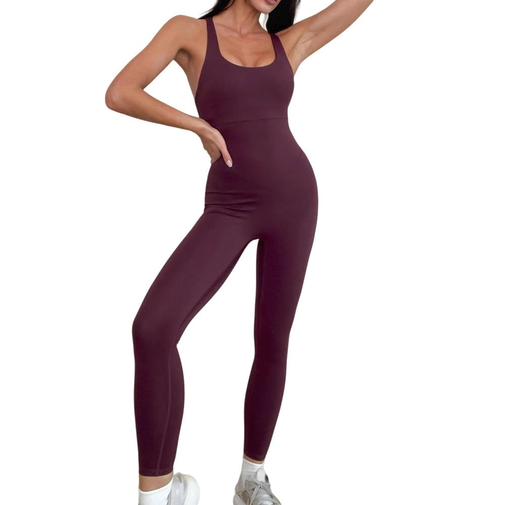 Calze Autoreggenti da Donna,Sexy Calze Sportive Vuote per Body Yoga Senza Maniche Ad Alto Elastico-Claret-l