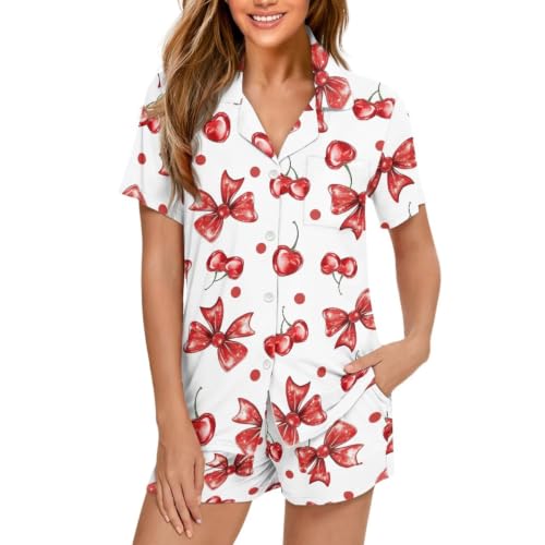 Image of Women's Short Sleeve Sleepwear Pajamas Nightwear with Pockets