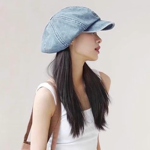 Gorra Gatsby estilo Paperboy de mezclilla oversize con paneles miniatura 4