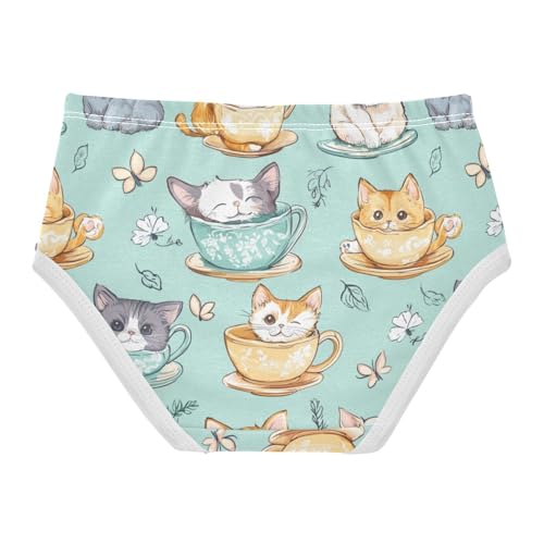 ZZKKO Teacup Pet Cute Cat Girls Underwear Toddler Panties for Girls Comfort Brief Size 2T-8Y2