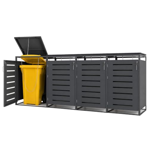 Mega Holz Mülltonnenbox 4er Set, abschließbare Müllbox, je...