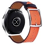 NewWays for Galaxy Watch 46mm Bands, 22mm Soft Leather Replacement Strap for Galaxy Watch 3 45mm, Gear S3 Frontier, Indigo Blue
