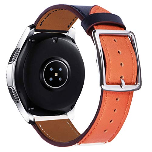 NewWays for Galaxy Watch 46mm Bands, 22mm Soft Leather Replacement Strap for Galaxy Watch 3 45mm, Gear S3 Frontier, Indigo Blue