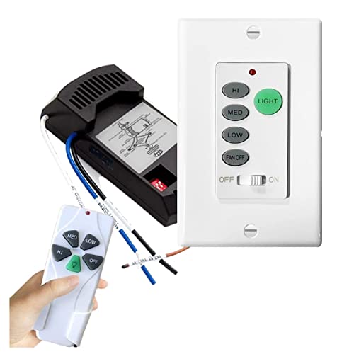 Nexete Universal Ceiling Fan & Light Remote Control, 3 Fan Speed, Light Dimmer, Ceiling Fan Wall Switch Uc9050T And Receiver With A Hand Held Remote (Wired Transmitter & Receiver With A Remote) #TOP22