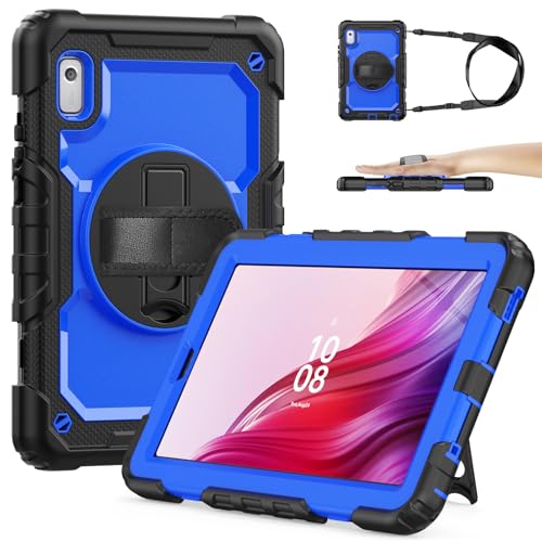 SIBEITU Case Compatible with Lenovo Tab M9 TB-310FU 2023 with Screen Protector Pen Holder, 9.0 Inch Three Layer Drop-Proof Protection Case with 360°Rotating Stand &Strap for Lenovo Tab M9