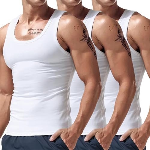 Mens Wife Beater Undershirts for Men Pack Slimming Sleeveless Workout Athletic Muscle Gym Tank Tops Running Sports Breathable Vest Shapewear Shaperluv