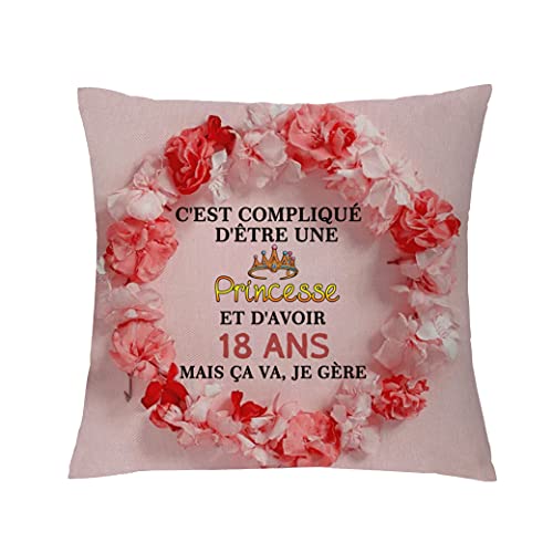Housses de Coussin d'anniversaire à Meilleur ami Soeur Fille nièce Maman taies d'oreiller Joyeux Anniversaire inspirant Jour de Naissance Cadeau décoration de la Maison pour Grand-mère Tante (18e) Cover